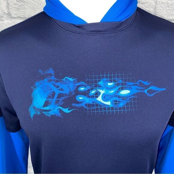 zeroXposure boys dri fit hoodie navy/light blue sz 18 - Picture 2 of 10